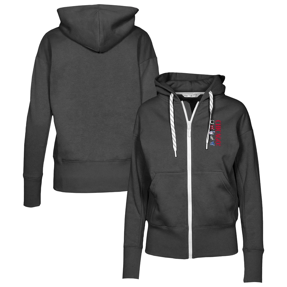 Women's Levelwear Black Chicago White Sox Cooperstown Collection Gardinia Full-Zip Hoodie
