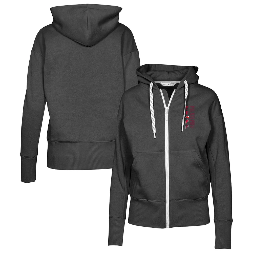 Women's Levelwear Black Philadelphia Phillies Cooperstown Collection Gardinia Full-Zip Hoodie