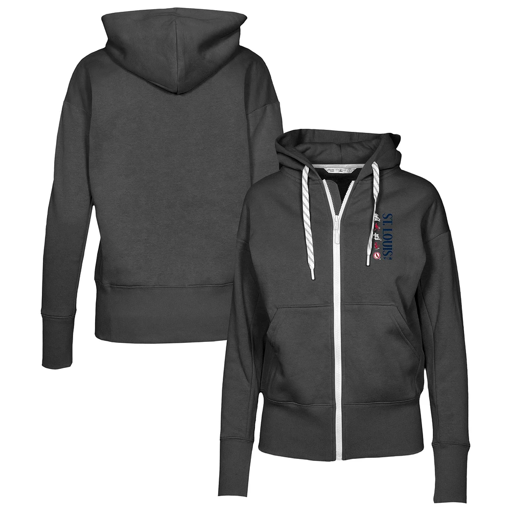 Women's Levelwear Black St. Louis Cardinals Cooperstown Collection Gardinia Full-Zip Hoodie