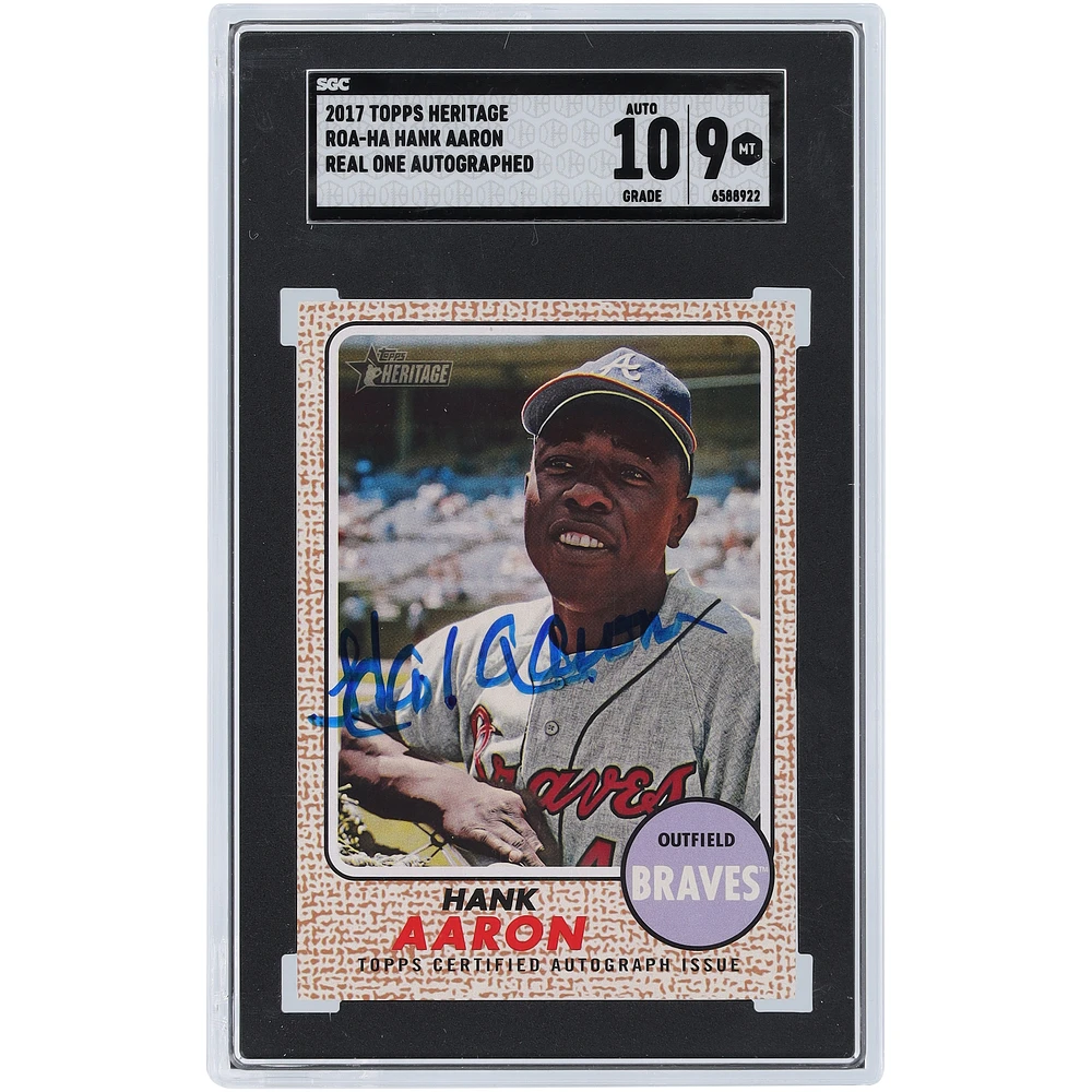 Hank Aaron Atlanta Braves Autographed 2017 Topps Heritage Real One #ROA-HA SGC Authenticated 9/10 Card