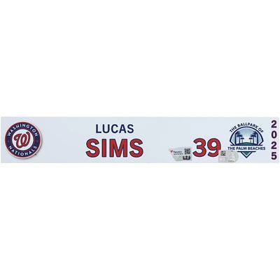 Lucas Sims Washington Nationals Player-Issued #39 Nameplate from 2025 MLB Spring Training