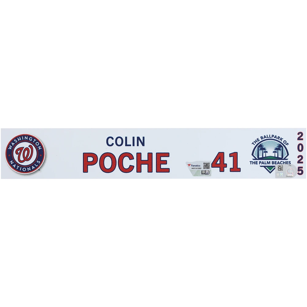 Colin Poche Washington Nationals Player-Issued #41 Nameplate from 2025 MLB Spring Training