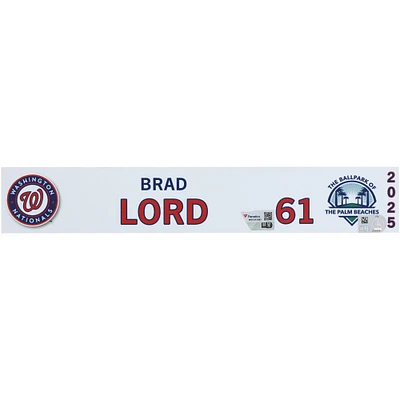 Brad Lord Washington Nationals Player-Issued #61 Nameplate from 2025 MLB Spring Training