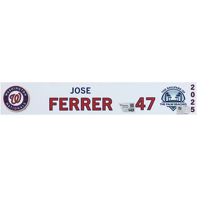 Jose Ferrer Washington Nationals Player-Issued #47 Nameplate from 2025 MLB Spring Training