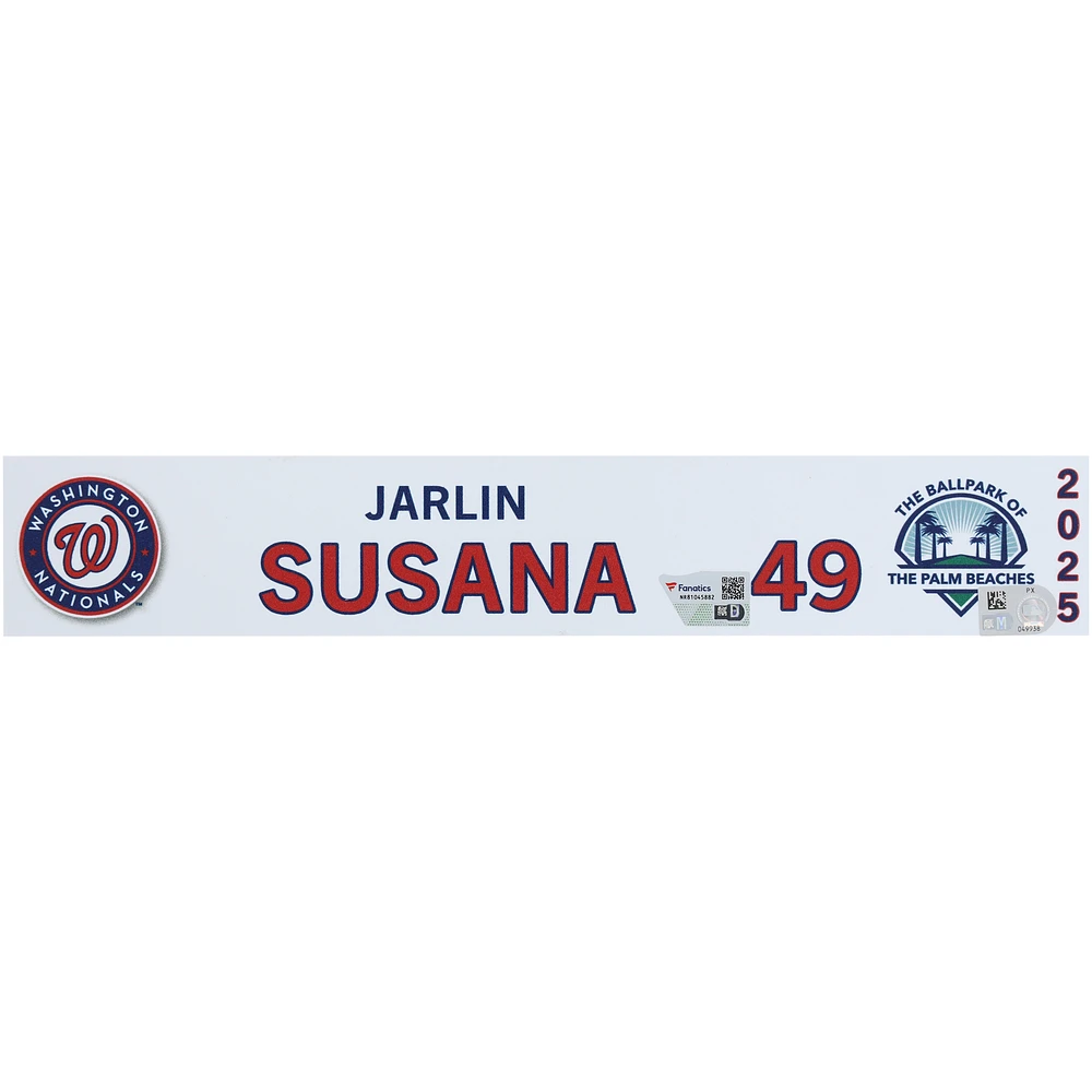 Jarlin Susana Washington Nationals Player-Issued #49 Nameplate from 2025 MLB Spring Training