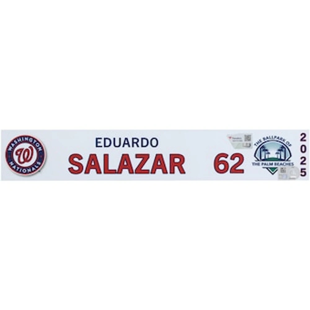 Eduardo Salazar Washington Nationals Player-Issued #62 Nameplate from 2025 MLB Spring Training