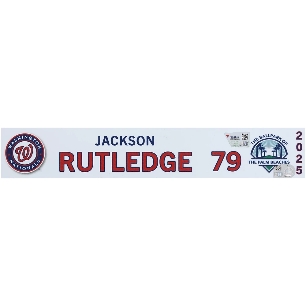 Jackson Rutledge Washington Nationals Player-Issued #79 Nameplate from 2025 MLB Spring Training