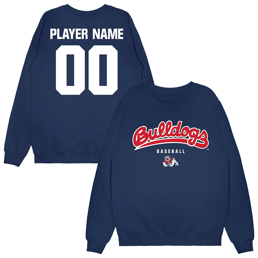 Unisex Navy Fresno State Bulldogs NIL Pick-A-Player Baseball Sweatshirt