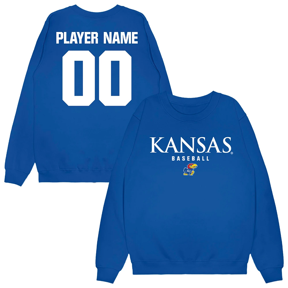 Unisex Royal Kansas Jayhawks NIL Pick-A-Player Baseball Sweatshirt