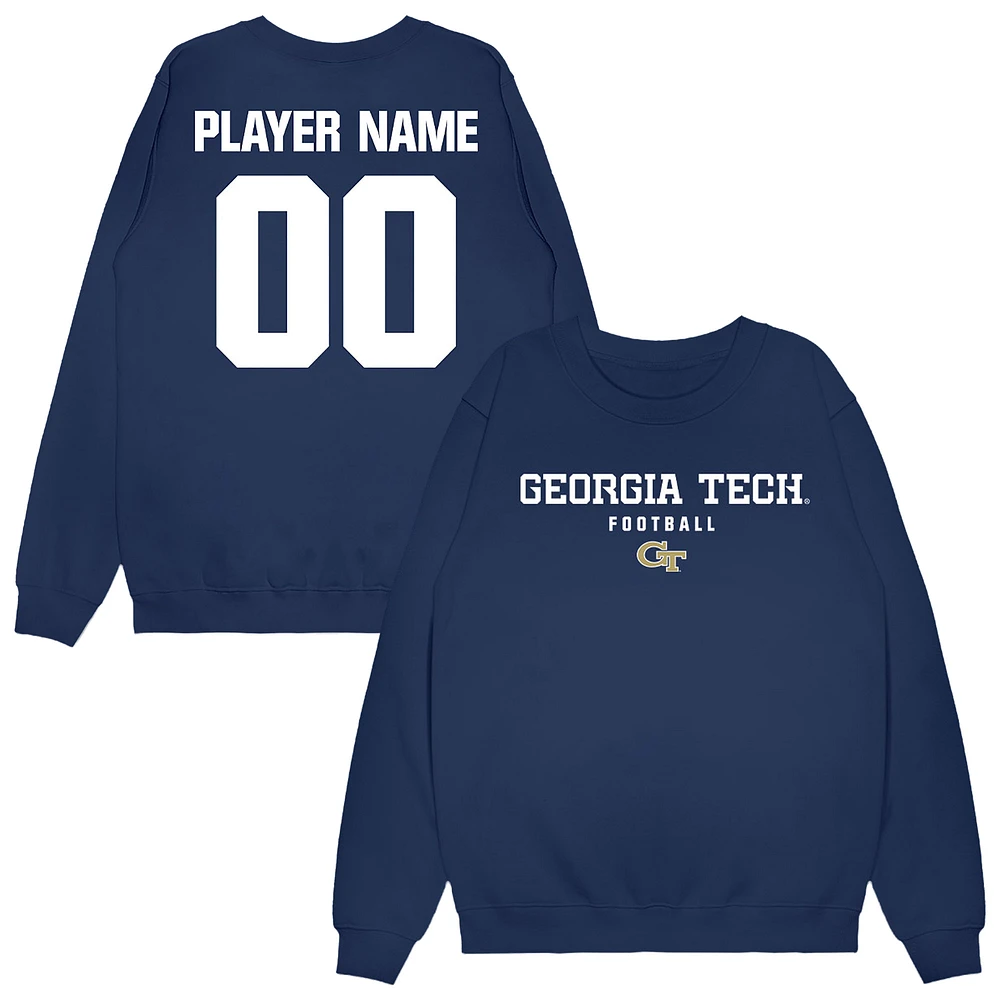 Unisex Navy Georgia Tech Yellow Jackets NIL Pick-A-Player Football Sweatshirt
