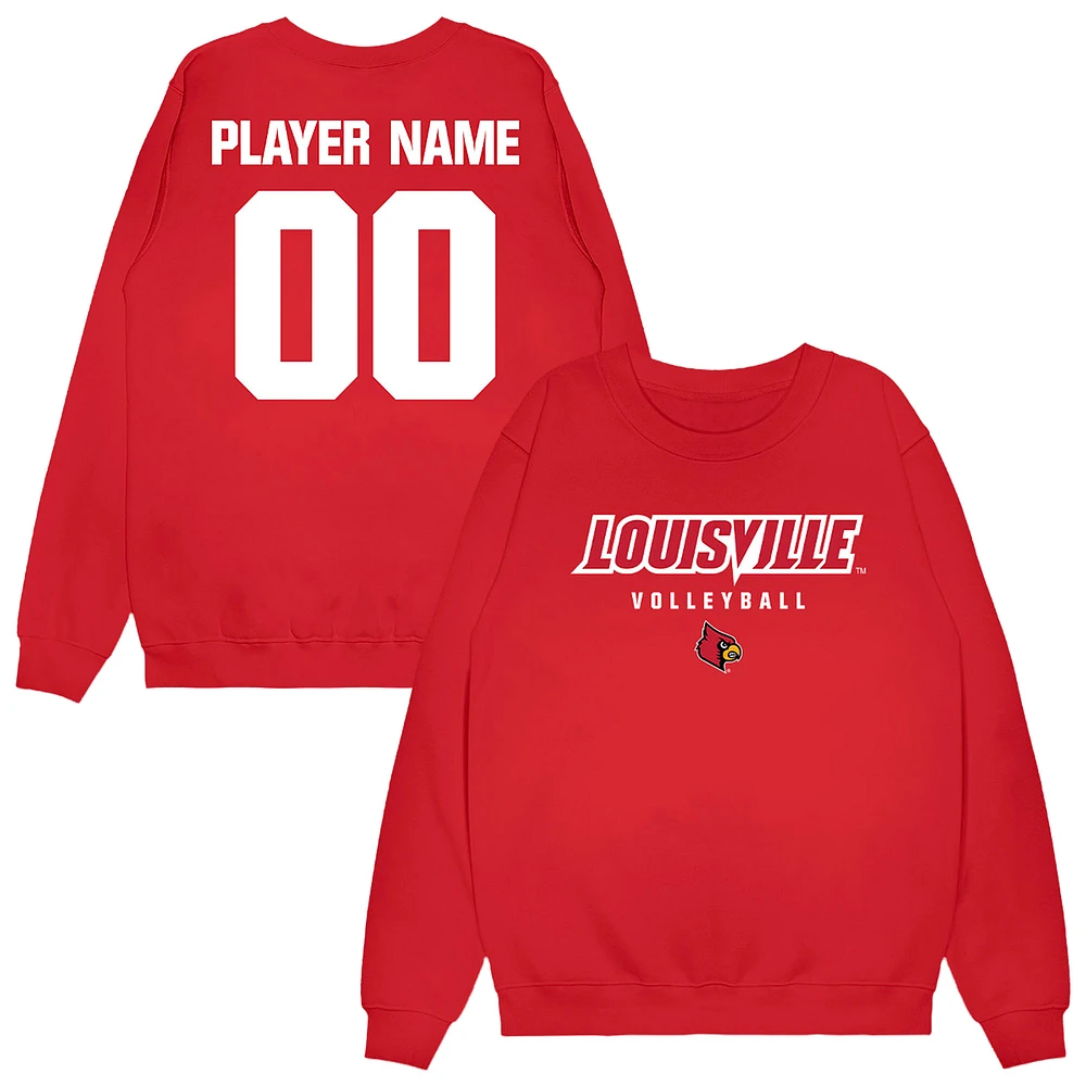 Unisex Red Louisville Cardinals NIL Pick-A-Player Women's Volleyball Sweatshirt