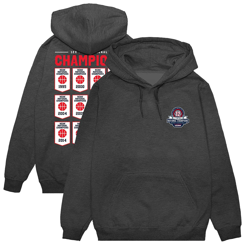 Unisex Gray UConn Huskies 12-Time Women's Basketball Champions Pullover Hoodie
