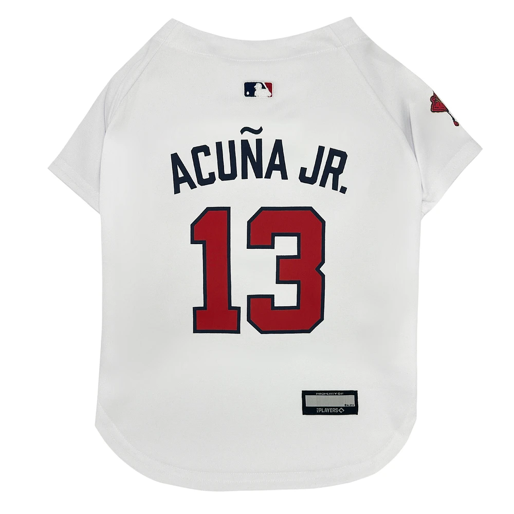 Ronald Acuna White Atlanta Braves Player Pet Jersey