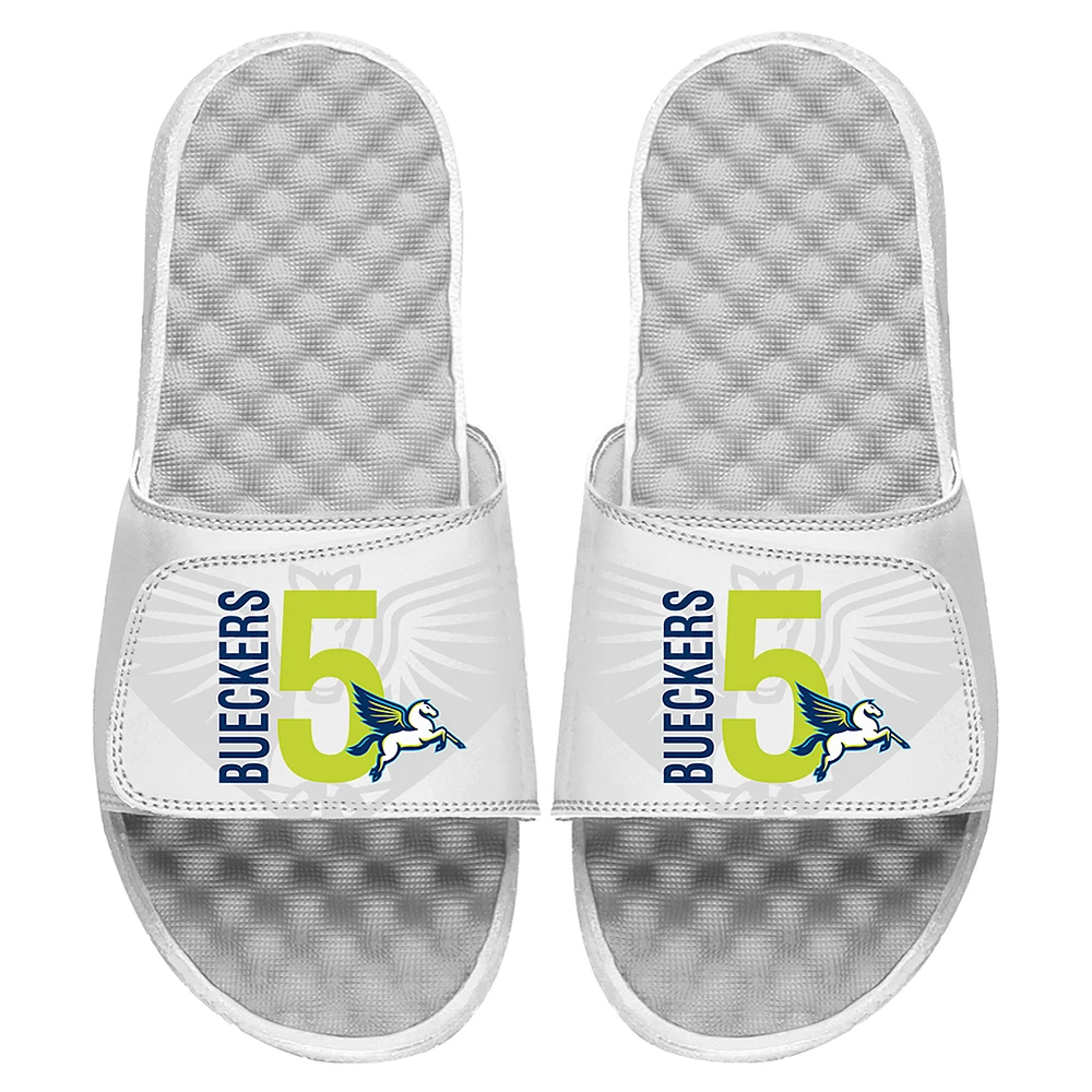 Youth ISlide Paige Bueckers White Dallas Wings 2025 WNBA Draft Combo Logo Slide Sandals
