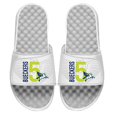 Youth ISlide Paige Bueckers White Dallas Wings 2025 WNBA Draft Combo Logo Slide Sandals