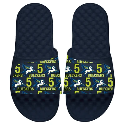 Youth ISlide Paige Bueckers Navy Dallas Wings 2025 WNBA Draft Team Pattern Slide Sandals