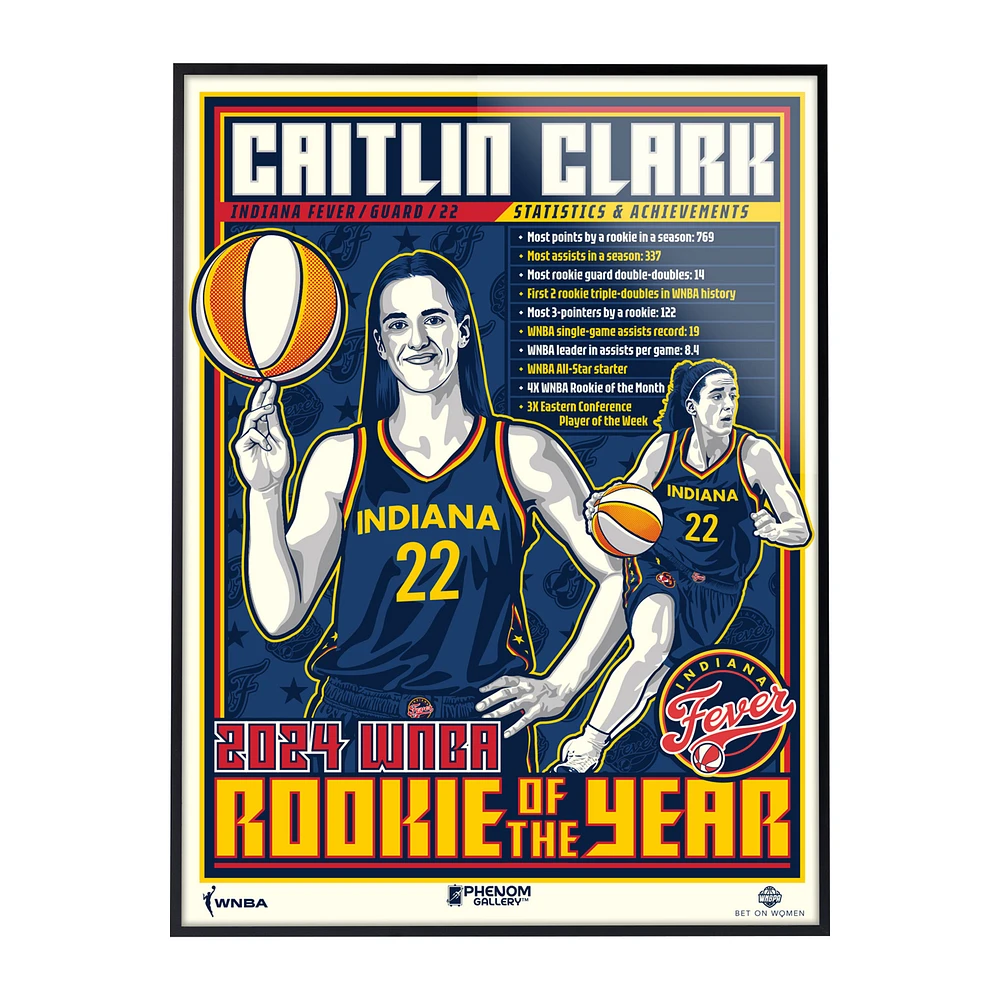 Phenom Gallery Caitlin Clark Indiana Fever WNBA Rookie of the Year 18" x 24" Framed Serigraph