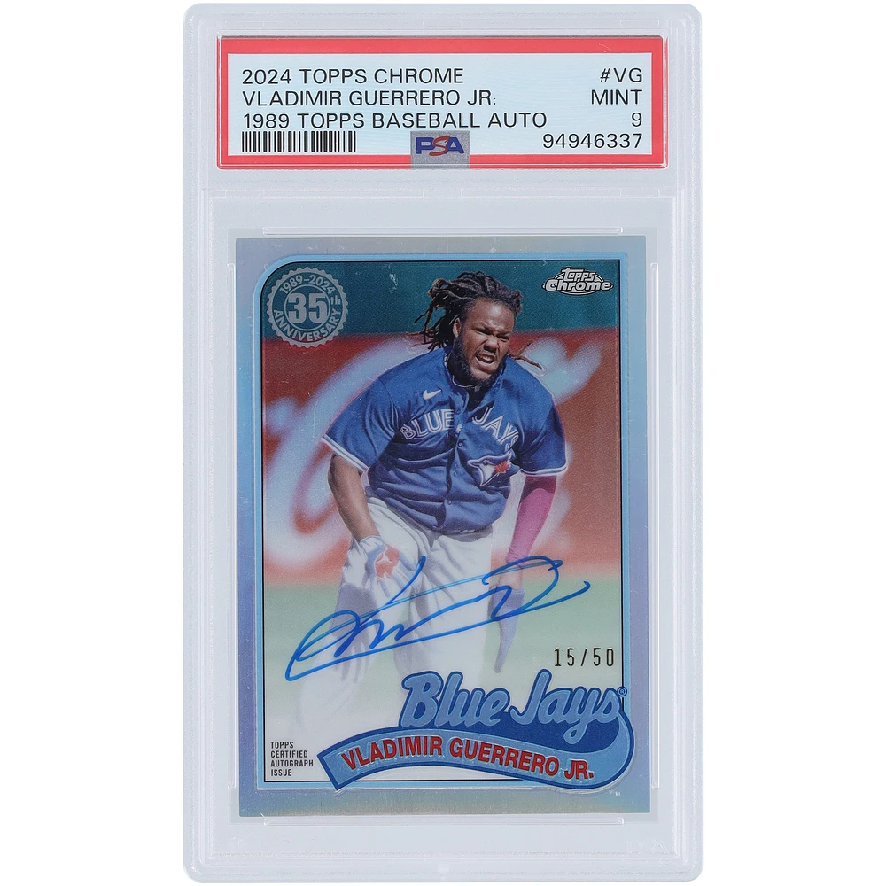 Vladimir Guerrero Jr. Toronto Blue Jays Autographed 2024 Topps Chrome Refractor #89CBA-VG #15/50 PSA Authenticated 9 Card