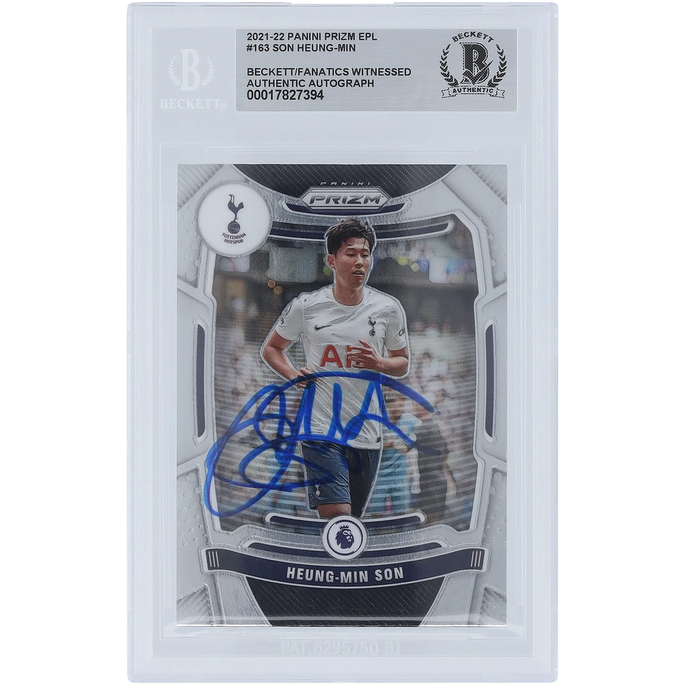 Son Heung-min Tottenham Hotspur Autographed 2021-22 Panini Prizm EPL #163 Beckett Fanatics Witnessed Authenticated Card