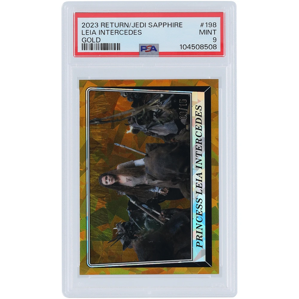 Princess Leia Star Wars 2023 Topps Return of the Jedi Sapphire Gold #198 #9/15 PSA Authenticated 9 Card