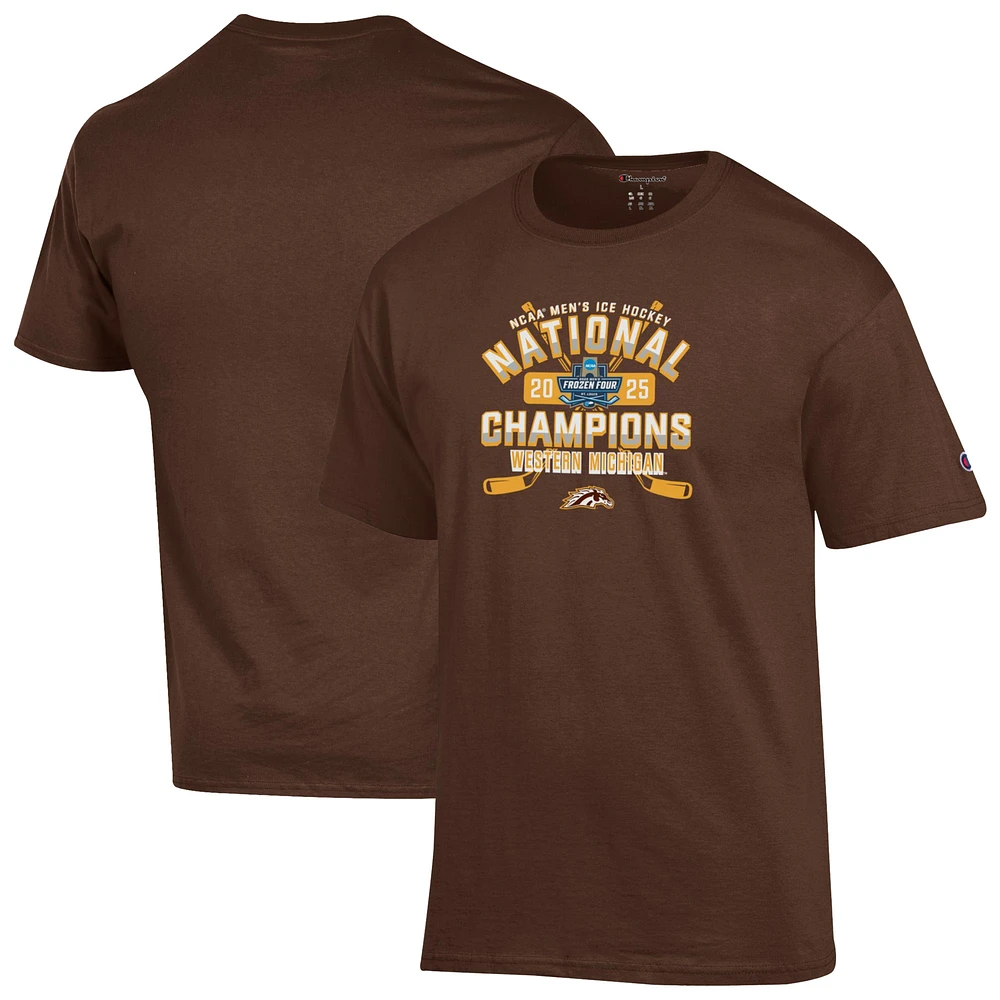 Unisex Champion Brown Western Michigan Broncos 2025 NCAA Frozen Four Men's Ice Hockey National Champions T-Shirt