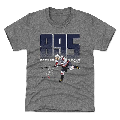 Youth 500 Level Alexander Ovechkin Gray Washington Capitals NHL All-Time Leading Goal Scorer Bold T-Shirt