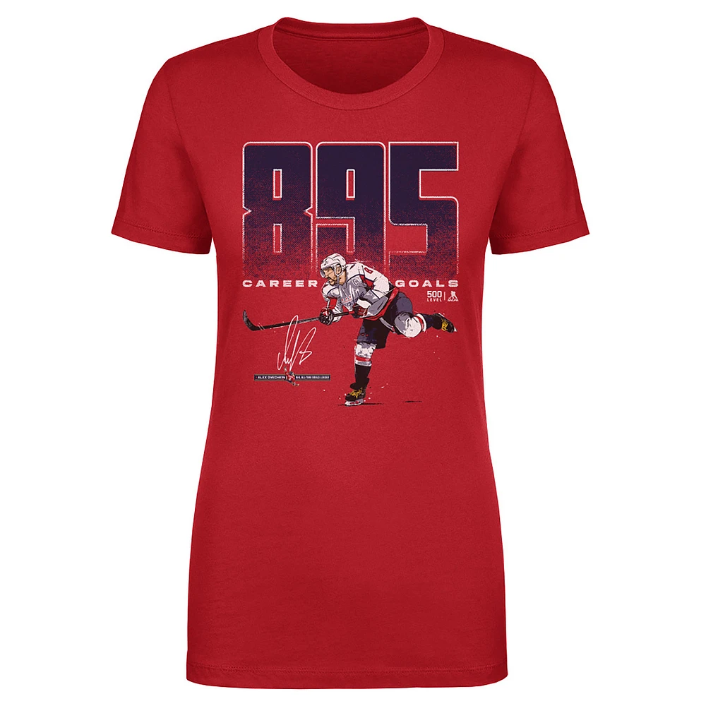 Women's 500 Level Alexander Ovechkin Red Washington Capitals NHL All-Time Leading Goal Scorer Bold T-Shirt