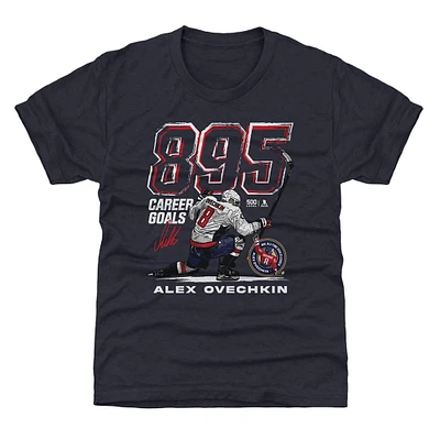 Youth 500 Level Alexander Ovechkin Navy Washington Capitals NHL All-Time Leading Goal Scorer Grunge T-Shirt