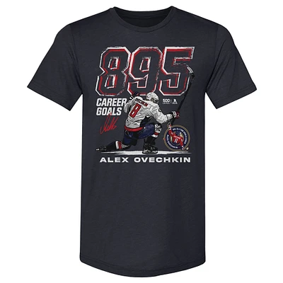 Men's 500 Level Alexander Ovechkin Navy Washington Capitals NHL All-Time Leading Goal Scorer Tri-Blend Grunge T-Shirt