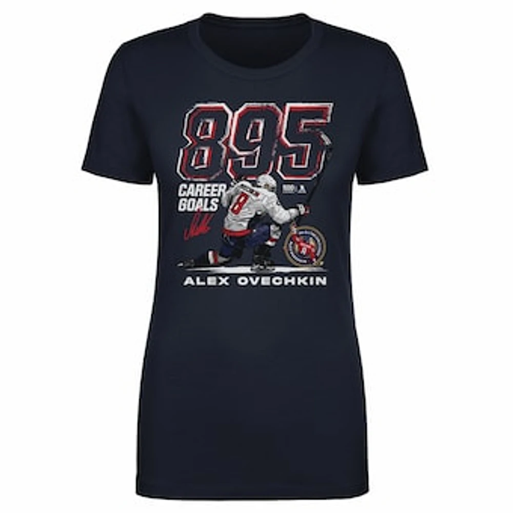 Women's 500 Level Alexander Ovechkin Navy Washington Capitals NHL All-Time Leading Goal Scorer Grunge T-Shirt