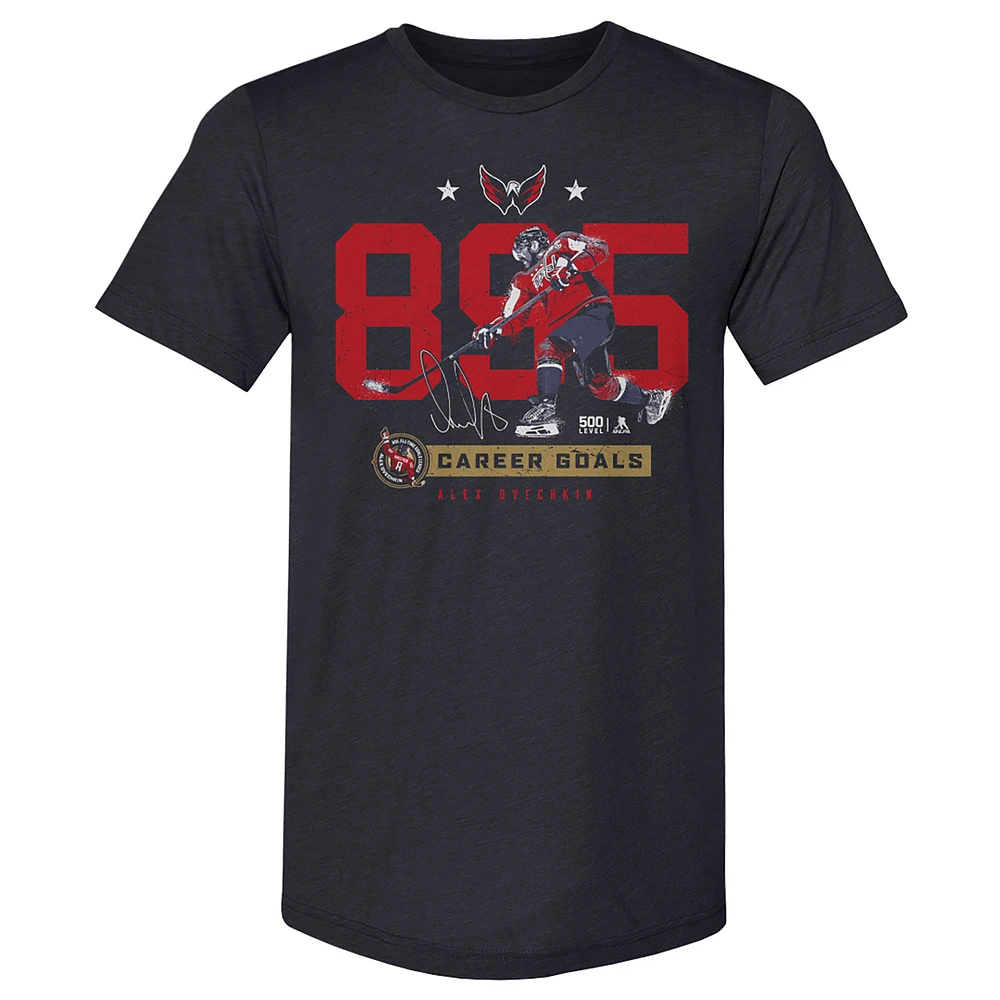 Men's 500 Level Alexander Ovechkin Navy Washington Capitals NHL All-Time Leading Goal Scorer Tri-Blend Number T-Shirt