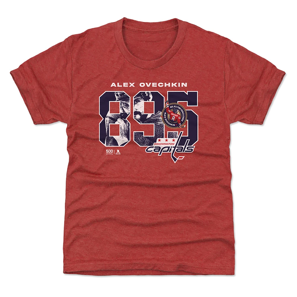 Youth 500 Level Alexander Ovechkin Washington Capitals NHL All-Time Leading Goal Scorer Overlay T-Shirt