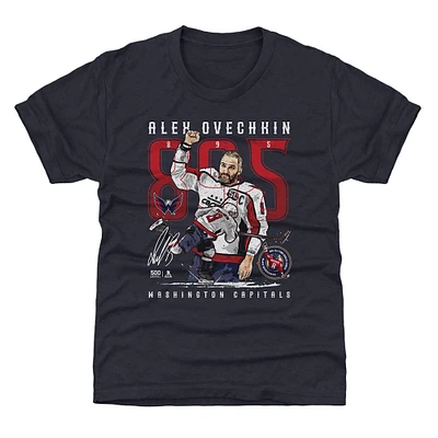 Youth 500 Level Alexander Ovechkin Navy Washington Capitals NHL All-Time Leading Goal Scorer The Shot T-Shirt
