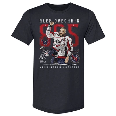Men's 500 Level Alexander Ovechkin Navy Washington Capitals NHL All-Time Leading Goal Scorer Tri-Blend The Shot T-Shirt