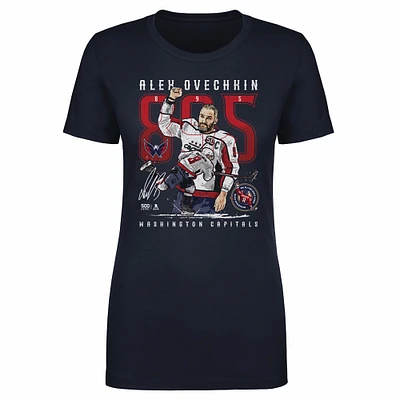 Women's 500 Level Alexander Ovechkin Navy Washington Capitals NHL All-Time Leading Goal Scorer The Shot T-Shirt