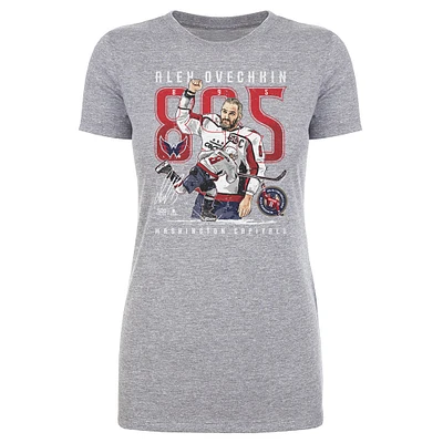 Women's 500 Level Alexander Ovechkin Heather Gray Washington Capitals NHL All-Time Leading Goal Scorer The Shot T-Shirt