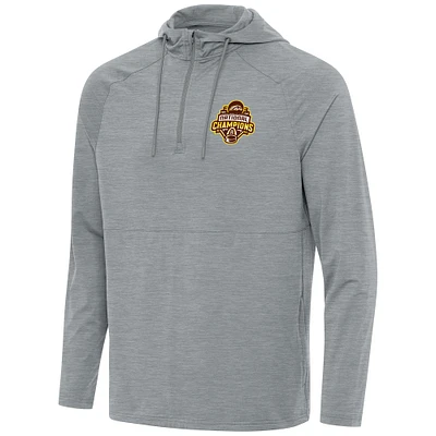 Men's Antigua  Heather Gray Western Michigan Broncos 2025 NCAA Frozen Four Ice Hockey National Champions Spikes Raglan Quarter-Zip Hoodie