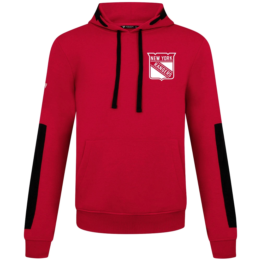 Men's Levelwear Red New York Rangers Bombay Response Pullover Hoodie