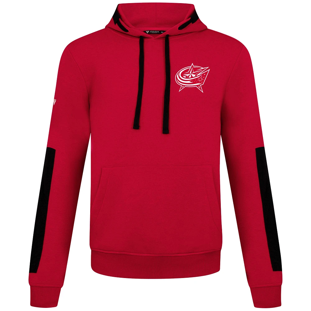 Men's Levelwear Red Columbus Blue Jackets Bombay Response Pullover Hoodie