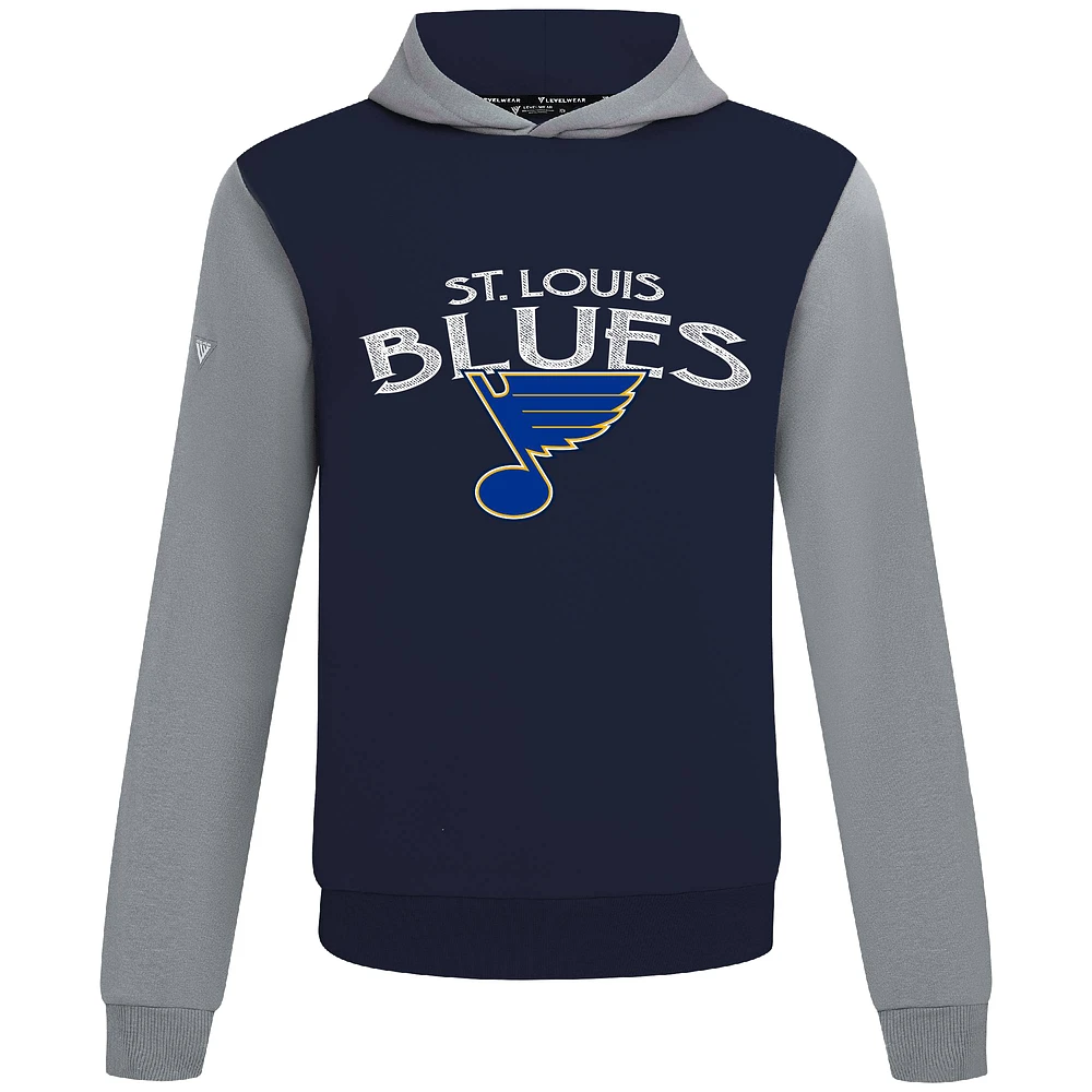 Men's Levelwear Navy/Gray St. Louis Blues Ultimate Mission Pullover Hoodie