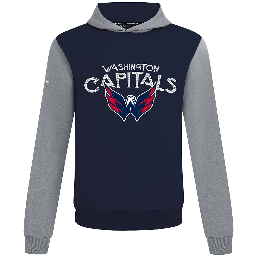 Men's Levelwear Navy/Gray Washington Capitals Ultimate Mission Pullover Hoodie