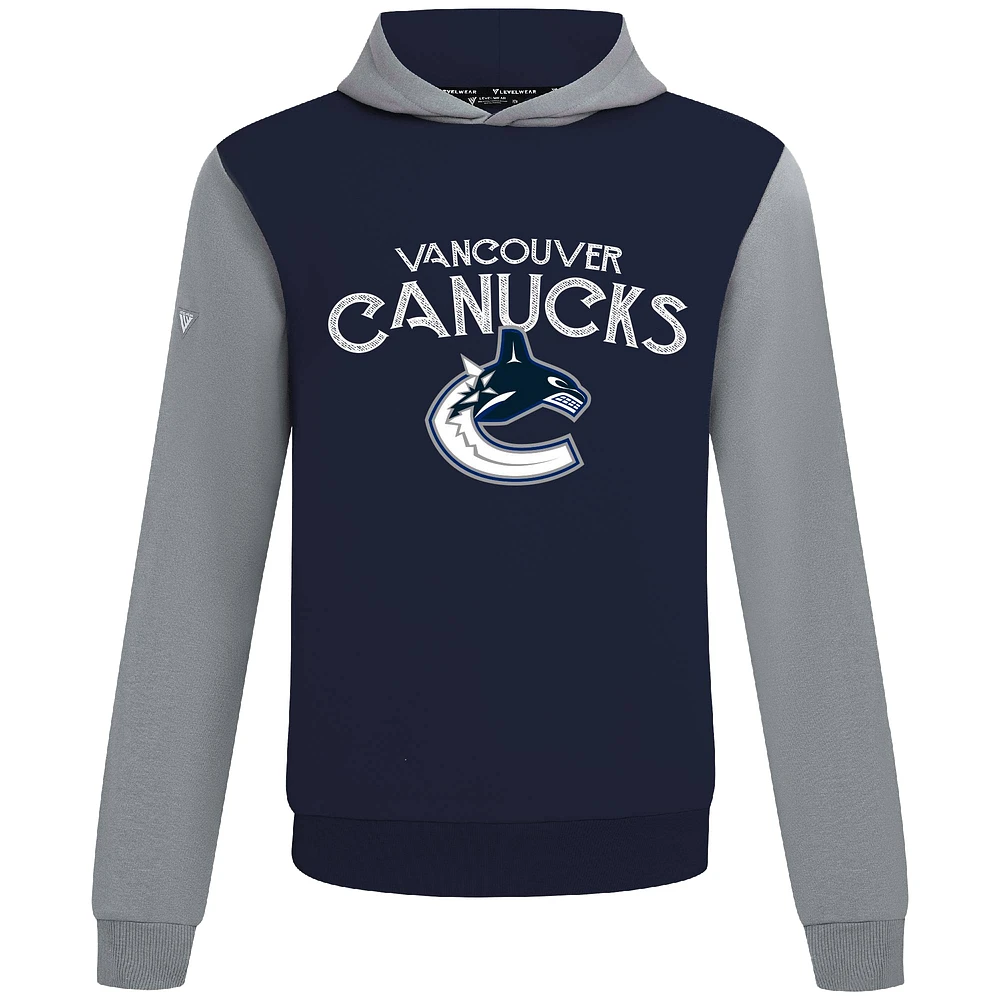 Men's Levelwear Navy/Gray Vancouver Canucks Ultimate Mission Pullover Hoodie
