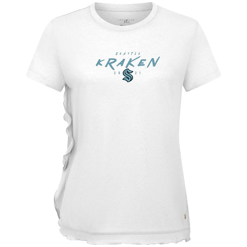Women's Levelwear White Seattle Kraken Airflow Scratched T-Shirt