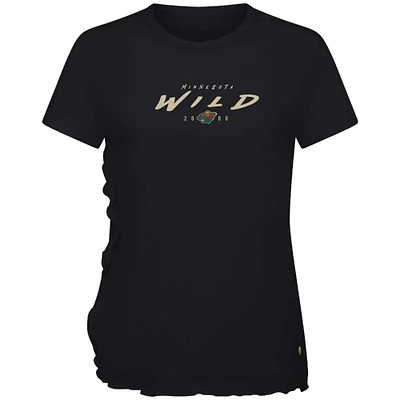 Women's Levelwear Black Minnesota Wild Airflow Scratched T-Shirt