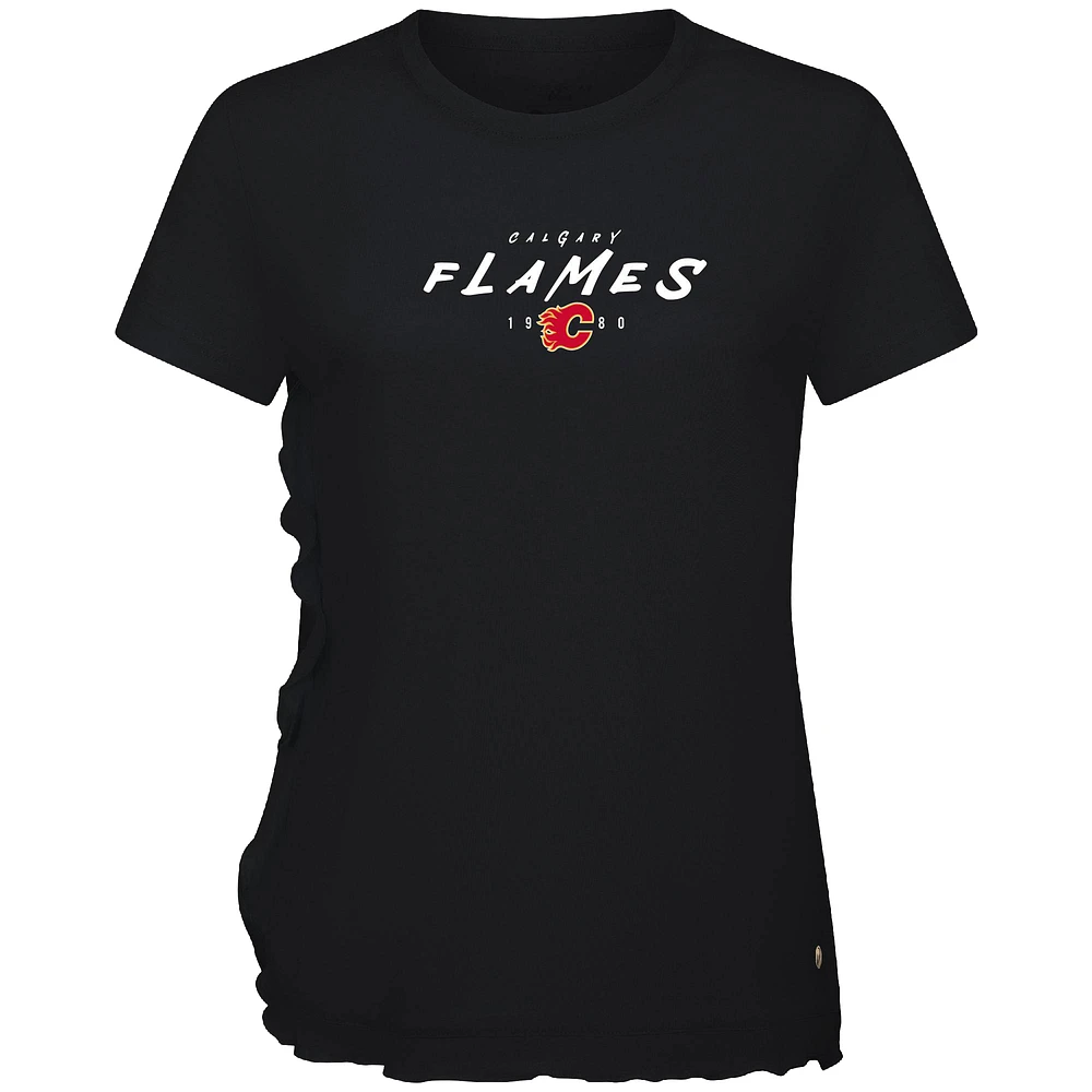 Women's Levelwear Black Calgary Flames Airflow Scratched T-Shirt