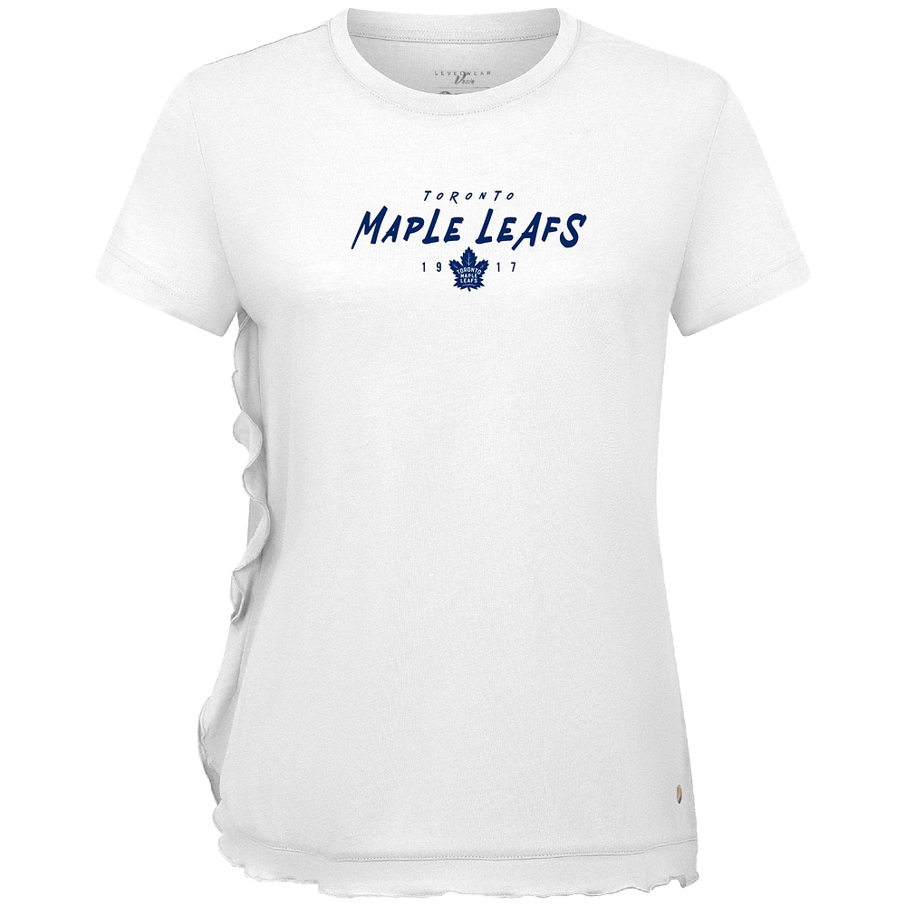 Women's Levelwear White Toronto Maple Leafs Airflow Scratched T-Shirt