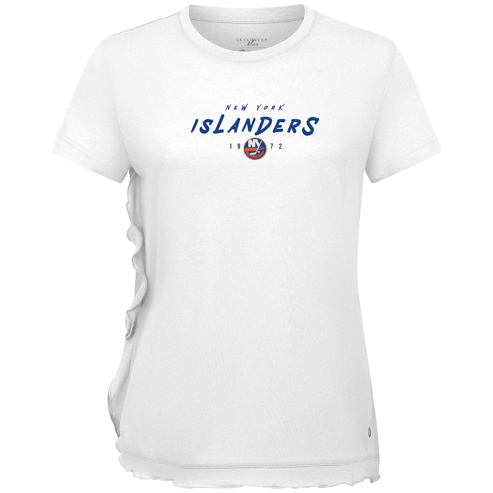 Women's Levelwear White New York Islanders Airflow Scratched T-Shirt