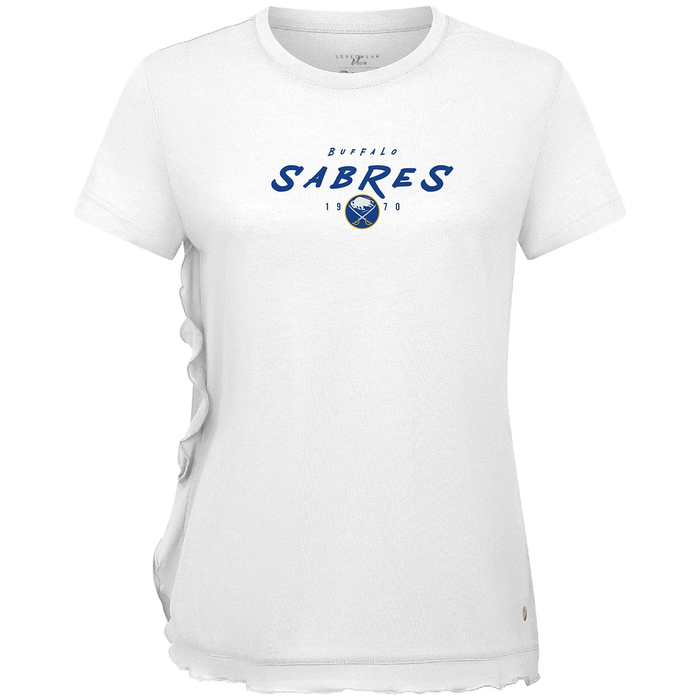 Women's Levelwear White Buffalo Sabres Airflow Scratched T-Shirt