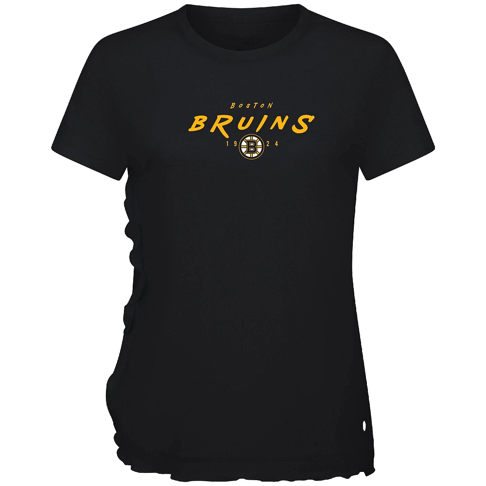 Women's Levelwear Black Boston Bruins Airflow Scratched T-Shirt