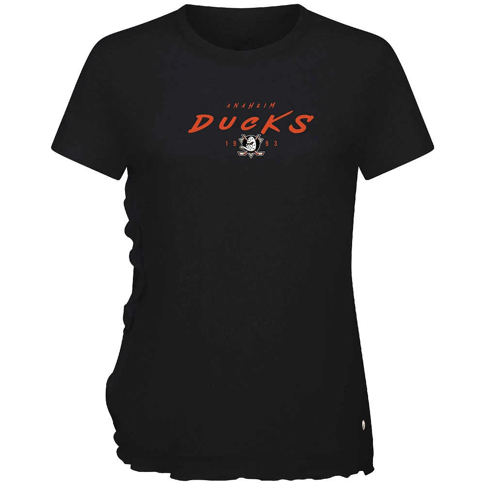 Women's Levelwear Black Anaheim Ducks Airflow Scratched T-Shirt